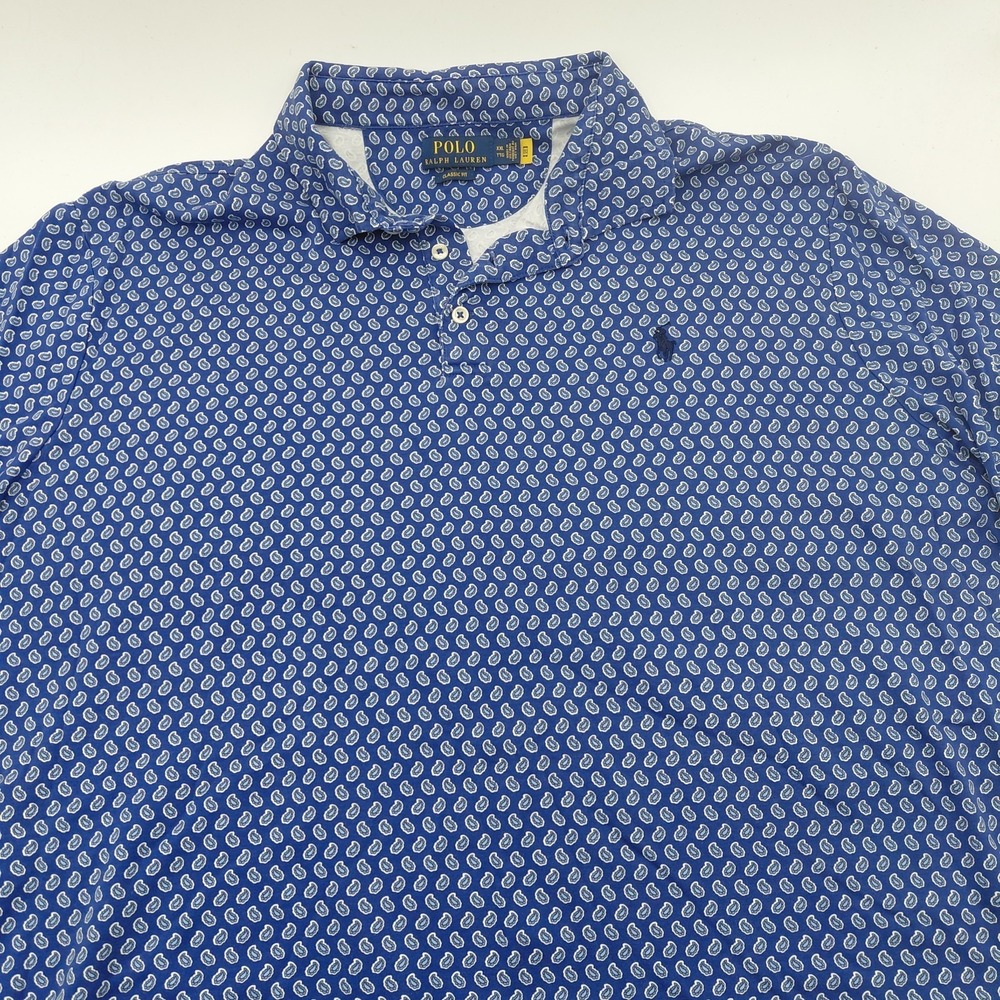 Polo Ralph Lauren Shirt Mens XXL Blue Paisley Golf Office Vacation AOP Pony